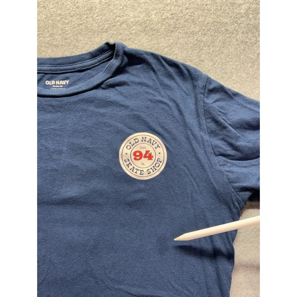 Old Navy Skate Shop Graphic Tee Navy Blue Boys XL 14-16 Short Sleeve T-Shirt